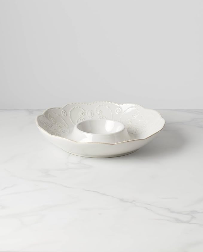 Lenox French Perle Chip and Dip Tray, White -