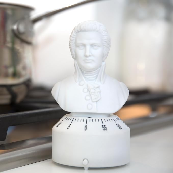 Kikkerland Mozart Timer – Musical Gadget for Home & Kitchen – 60 Minute Windup Timekeeper for Cooking for Music Lovers