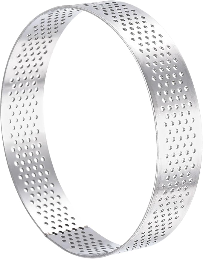 uxcell Stainless Steel Small Cake Rings, Perforated Cake Mousse Ring Kitchen Baking Heat-Resistant 3.5" Diameter, 0.8" Height,for Cake Dessert Biscuit Chocolate, Silver