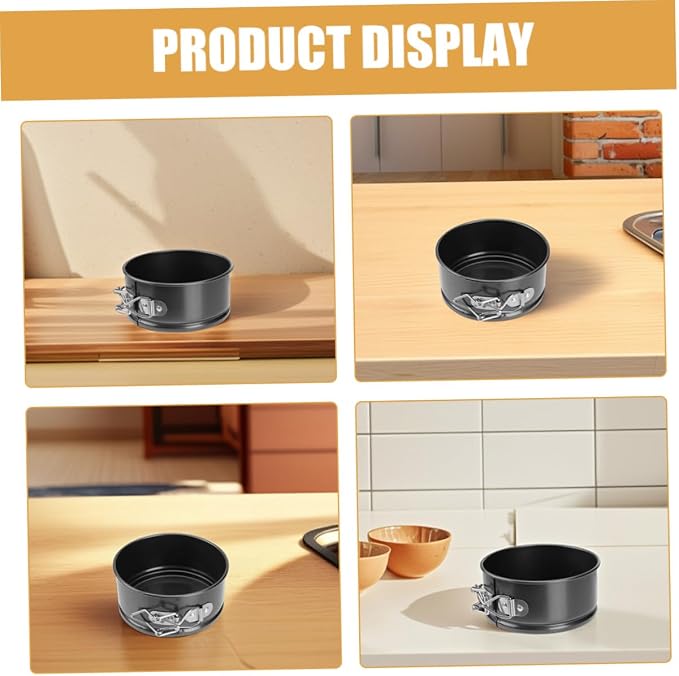 BESPORTBLE 4pcs Mini Round Cake Tins with Spring Latch Leakproof Seal Nonstick Steel Baking Pans for Cheesecake Quiche Pies and Tarts Easy Release and Cleaning for Home Bakers