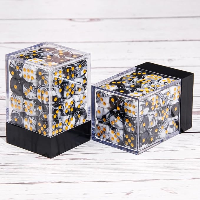 36 of Pack 12MM 6 Sided MINI Dice Set,Two Colours D6 Game Dice Set, 6 Sided Standard Dices for Yahtzee, Bunco or Teaching Math,with Portable Plastic Box(White+Black)