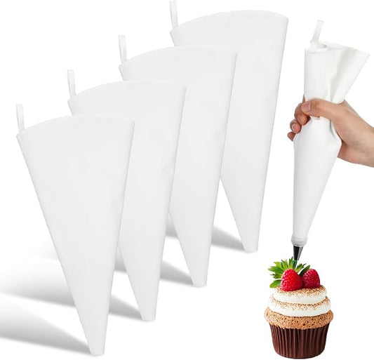 4Pcs Cotton Cloth Piping Bags, Reusable Icing Bags Anti Burst Cake Decorating Bags 12 inch Pastry Cake Piping Bags for Cake Cupcakes Cookies Frosting