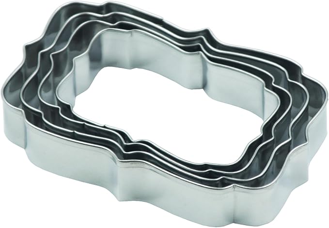 Plaques Cookie Cutters Set, 4 PCS Set Frame Shaped Stainless Steel Molds for Cookies,Biscuit,Vegetable,Fruit,Baking Pastries Doughs (Style 02)