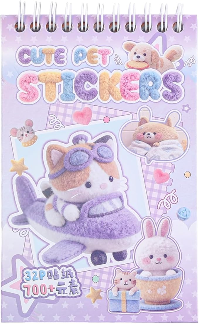 Girl's Cute Sticker Book, Cartoon Pet Theme - 700+ Cute Animal Style Foodie Stickers, for DIY Scrapbooking Journaling Handbook Decoration