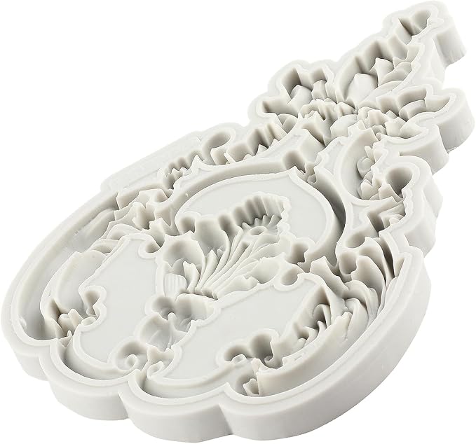 Baroque Style Curlicues Scroll Lace Fondant Silicone Molds Relief Flower Mold Filigree Mold 3D Sculpted For Sugar Cake Decorating Cupcake Topper Candy Chocolate Gum Paste Polymer Clay