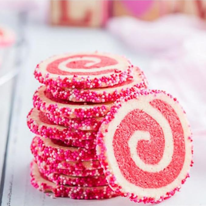 Valentines Sprinkles 6.5oz Edible Heart Sprinkle Mix Pink Red and White Jimmies Nonpareils Sanding Sugar Perfect for Cake Decorations Baking Ice Cream Cookies Cupcake Topper