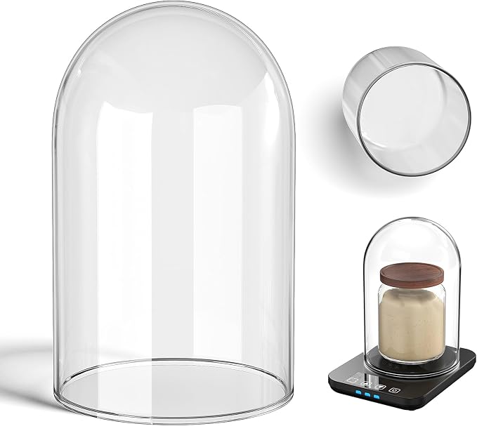 Sourdough Starter Warmer with Glass Dome, Warming Heating Pad Mat for Sour Dough Starter, Sourdough Heater Proofing Tool for Jars 24oz 34oz 40oz (Wood Grain)