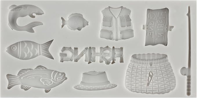 Fishing Tool Silicone Mold Small Fish Fondant Molds For Cake Decorating Cupcake Topper Candy Chocolate Gum Paste Polymer Clay