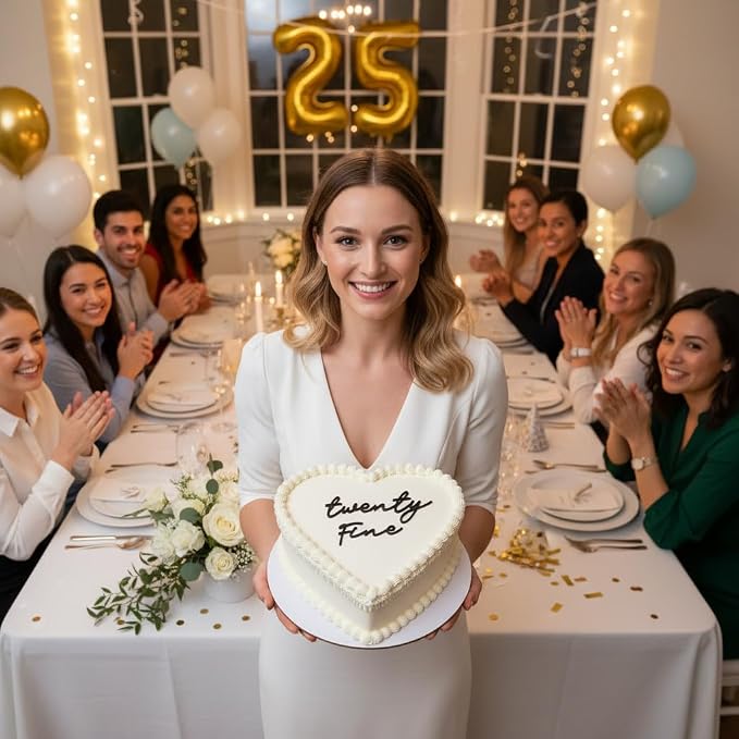 Twenty Fine Cake Topper – Acrylic 25th Birthday Cake Decoration, Funny Twenty five Cake Sign, Reusable Cake Topper for Men & Women Party Supplies (twenty fine black)