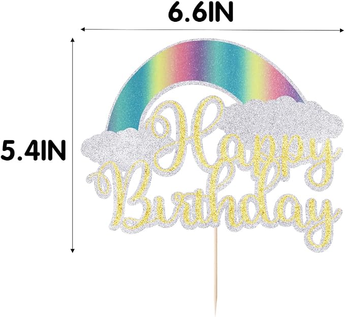 Rainbow Happy Birthday Cake Topper，Baby Shower Cake Decorations,for Colorful Birthday/Kids’ Party Cake Topper Decoration Supplies (rainbow)