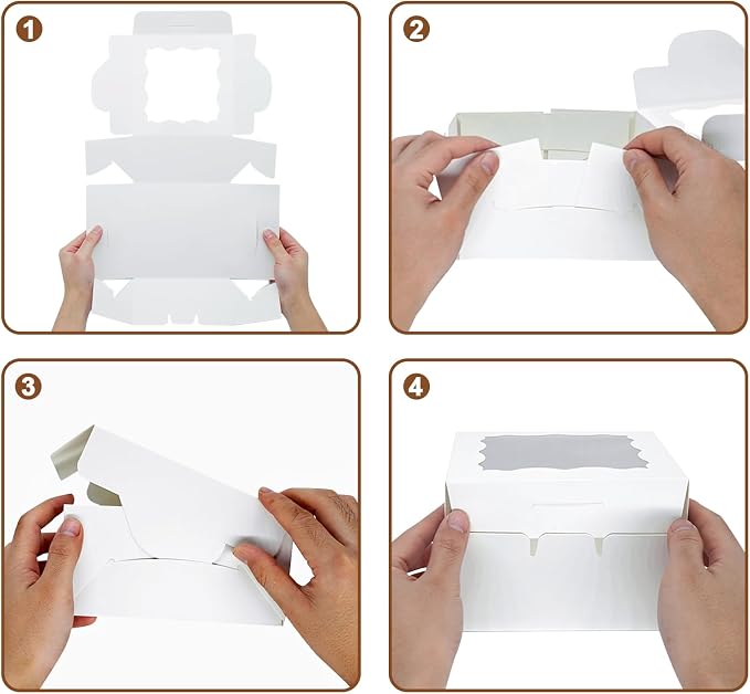 XINHPKGG 100pcs 5x5x2.5 Inch Cookie Boxes with window Bakery Boxes Dessert Treat Box Chocolate Covered Strawberries Box for Wedding Party Birthday