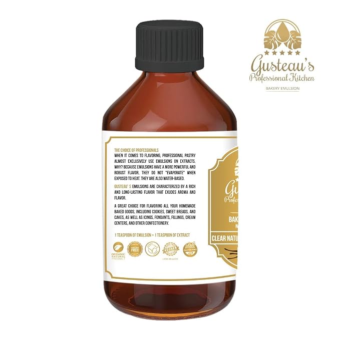 Gusteau's - Clear Vanilla Flavor Bakery Emulsion, 4 fl oz (100ml) Alcohol Free, Sugar Free, Kosher (Vanilla)