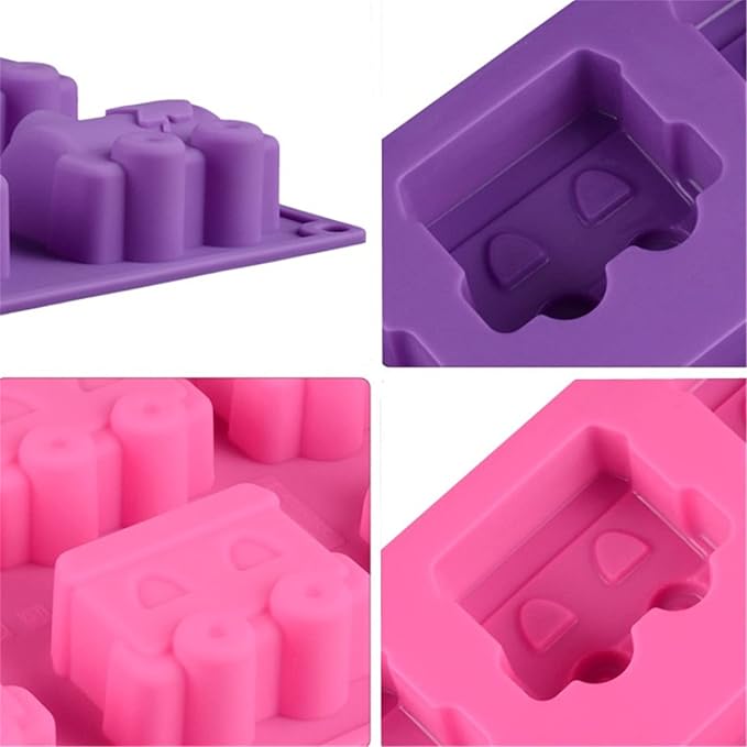 FantasyDay 1 Pack Cartoon Train Silicone Muffin Mold & Cupcake Baking Pan for Birthday Theme Party, Muffin Cups, Ice Cube, Soap, Wafer, Cake, Tart, Pie, Flan, Dough, Donut