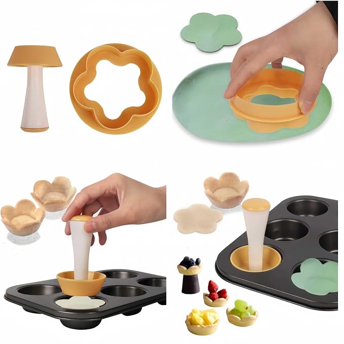 Egg Tart Molds, Mini Tart Shells, Dough press, Cheesecake Molds, Pie Crust, DIY Cake Tart Pan Mold baking tools for Egg Tart Shells,Pastry, Cheesecake, Pie and Dessert Baking