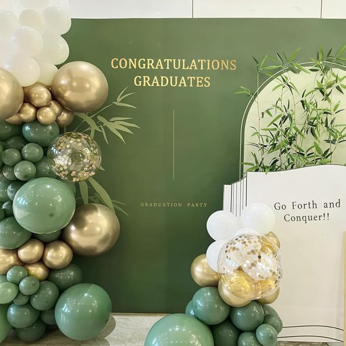 MEBAY Sage Green Balloon Arch Kit, 166Pcs Olive Green White Gold Balloons Garland for Baby Shower Birthday Wedding Jungle Safari Party Decoration