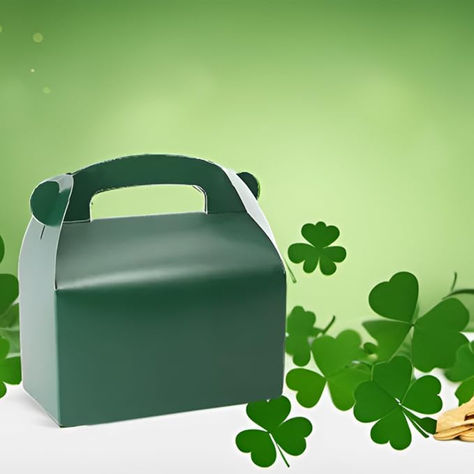 30Pcs Dark Green Party Favor Gift Boxes Gable Paper Treat Box | Cardboard Goodie Candy Box Perfect for S t Patricks Day Gift Giving Birthday or Any Fun Party