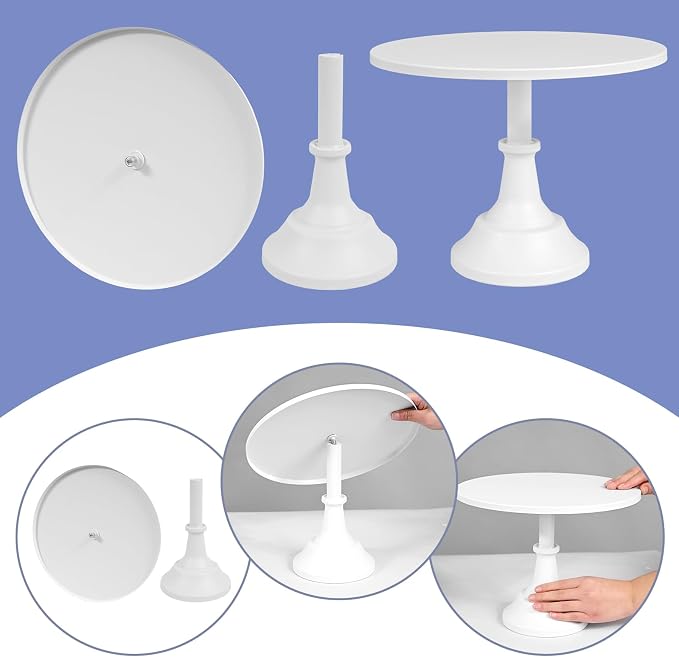 3 Piece Cake Stand Set White Cake Holder Metal Round Cupcake Stands 8/10/12 inch Dessert Table Display for Birthday Parties, Baby Shower,Wedding Banquets and Ceremonies