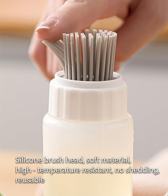 Food - Grade Silicone Oil Brush Bottle | Soft Heat - Resistant, Reusable Basting Tool With Scale, Outdoor Grill Oil Dispenser | Kitchen Squeeze Bottle, Non - Shedding (175ml 2pcs)