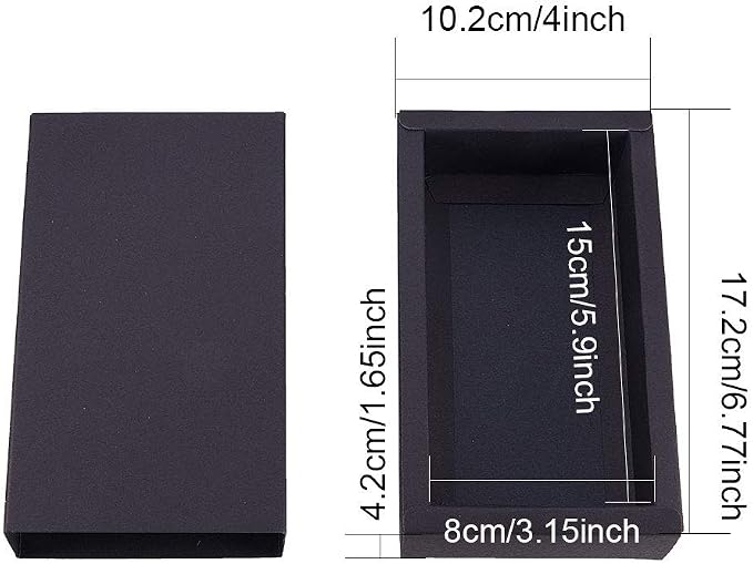 BENECREAT Kraft Paper Drawer Box, Black, Gift Packaging, 6x3x1.5, 16 Pack | Festival Gift Wrapping Drawer Boxes, Soap Jewelry Packaging, Wedding Party Favors, Christmas Wedding Gift Packaging