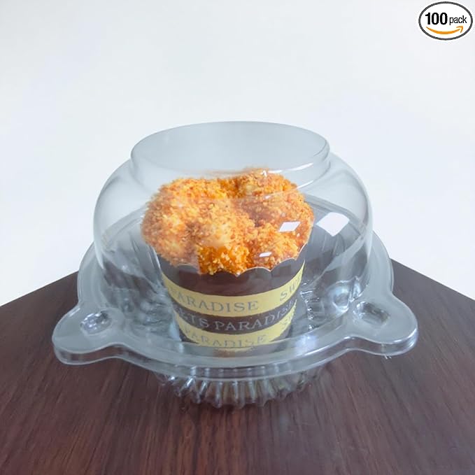 100 Pack Jumbo Muffin Containers, Clear Plastic Muffin Cartons | Jumbo Transparent Plastic Muffin Cartons,Disposable Clear Plastic Single Muffin Holders,Cupcake Boxes Bulk,Size 4.3 * 3.5inch