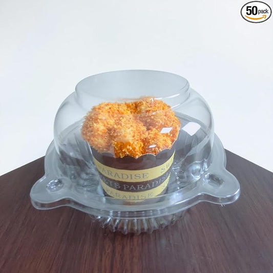 50 Pack Jumbo Muffin Containers, Clear Plastic Muffin Cartons | Jumbo Transparent Plastic Muffin Cartons,Disposable Clear Plastic Single Muffin Holders,Cupcake Boxes Bulk,Size 4.3 * 3.5inch