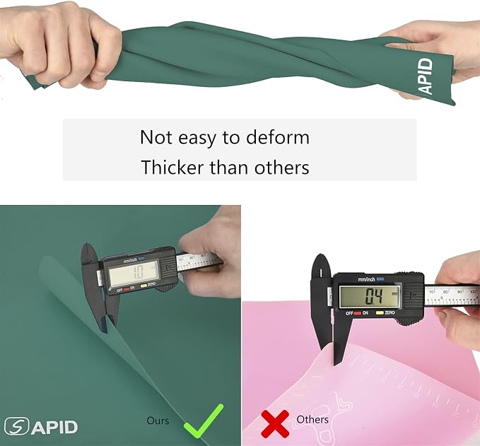 Sapid Extra Large Silicone Sheet for Crafts, Thick Silicone Jewelry Casting Mats, Nonstick Nonslip Silicon Mat for Epoxy Resin, Art Painting, Heat- Resistance Counter Mat (20"×27.9", Dark Green)
