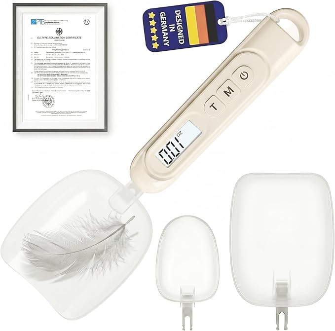 2026 Upgraded 2-In-1 Digital Measuring Spoon 【High-Precision 0.01oz/0.1g · Tested 10000+】 Baking Scale 【7-Unit】 Digital Kitchen Scale for Baking, Gram Scale for Weight Loss, Large & Small Scoop,Beige