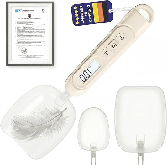 2026 Upgraded 2-In-1 Digital Measuring Spoon 【High-Precision 0.01oz/0.1g · Tested 10000+】 Baking Scale 【7-Unit】 Digital Kitchen Scale for Baking, Gram Scale for Weight Loss, Large & Small Scoop,Beige