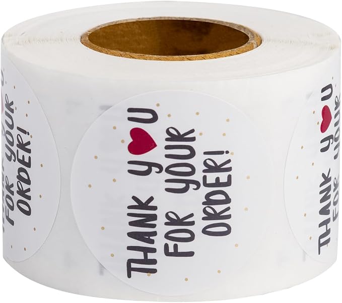 WRAPAHOLIC 2 Inch 500 Total Labels - Thank You for Your Order Stickers - Heart Thanks for Shopping Small Shop Local Handmade