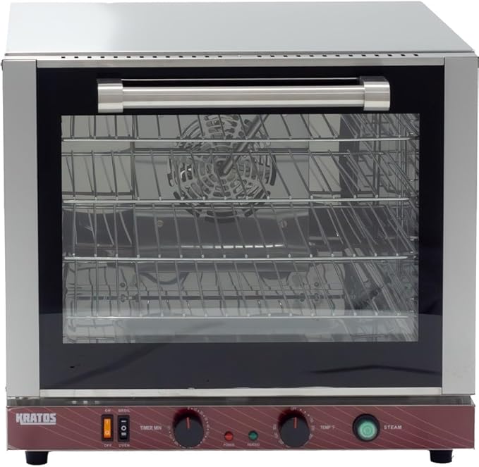 Kratos Commercial Oven, Half Size Countertop Electric Convection Oven with Steam Control, Stainless Steel, 208/240V (29M-059)