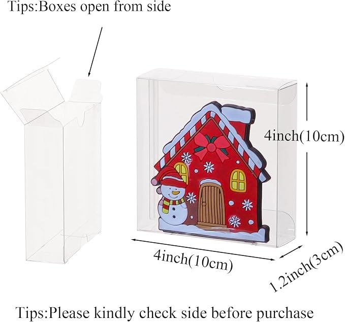 100Pcs Plastic Clear Single Treat Boxes with Full Window - 4x4x1.2inch, Dessert Box for Macarons, Donuts, Parties & Holidays