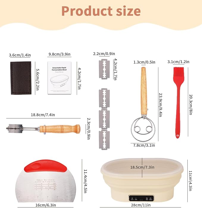XPXKJ Heating Bread Proofing Basket (11.1×7.2×4.2'') | 77-122℉ 6 Gears Temperature