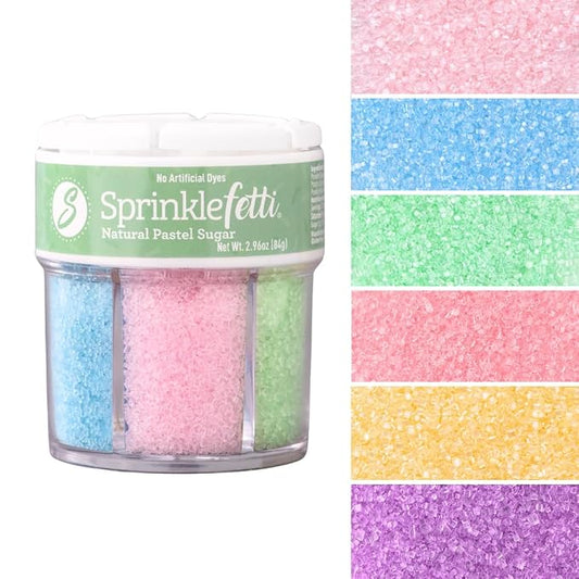 Sweets Indeed Dye Free Sugar Sprinkles, Pastel 6 Cell Edible Sprinkle Mix Perfect for Spring Cake Decorations Baking Ice Cream Cookies Cupcake Topper (Pastel Sugar)