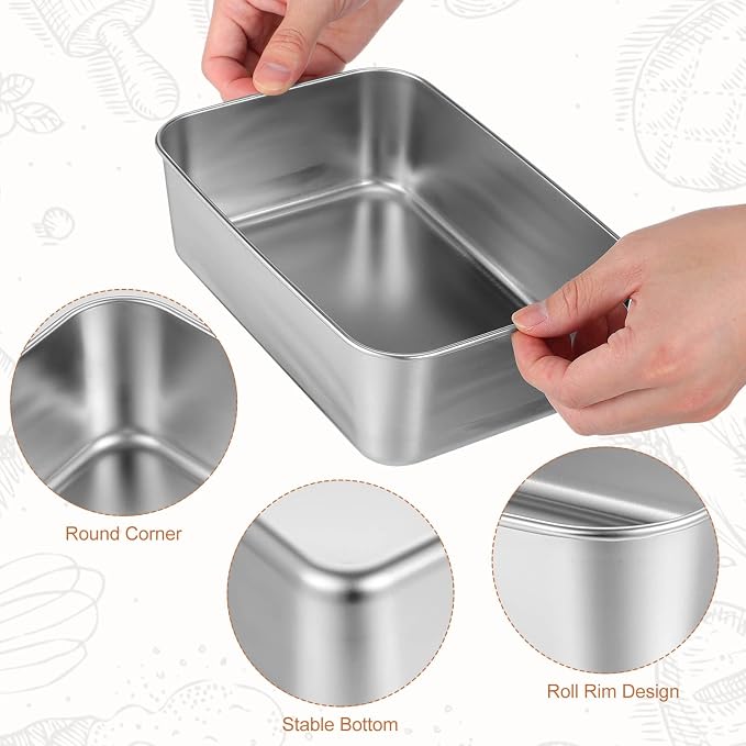 Kichvoe Stainless Steel Loaf Pan with Lid 9.05X5.90X2.55In Bread Baking Tray for Homemade Cakes Desserts Even Heat Distribution Kitchen Bakeware