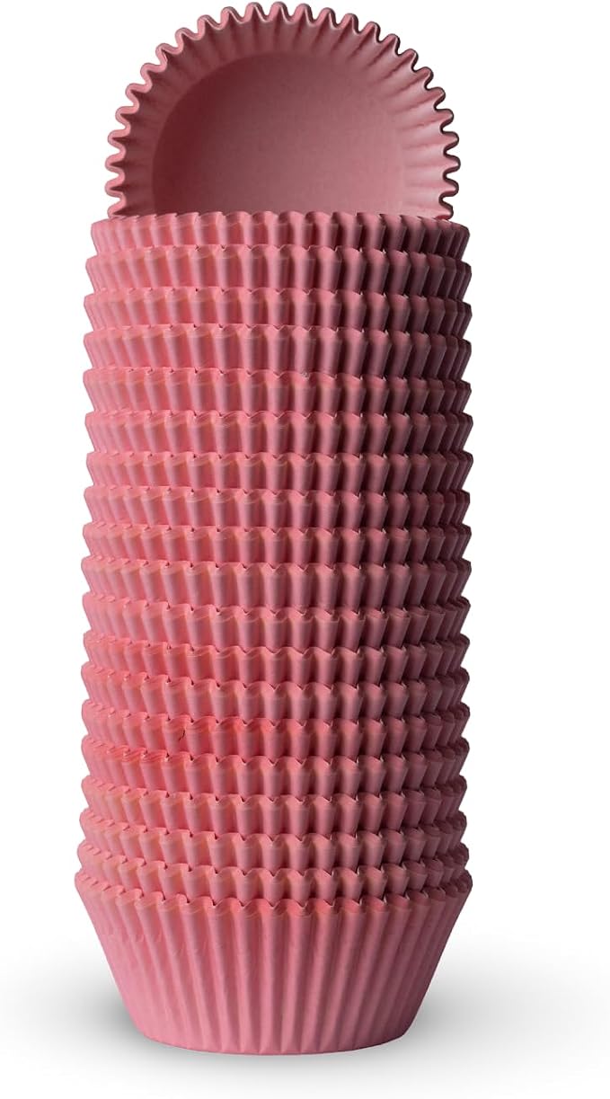 200 Paper Cupcake Liners, Muffin Liners or Baking Cups for Desserts, Muffins, Cupcakes and More Treats; Grease Proof, No Smell, Food Grade, Nut Serving Containers (Pink)