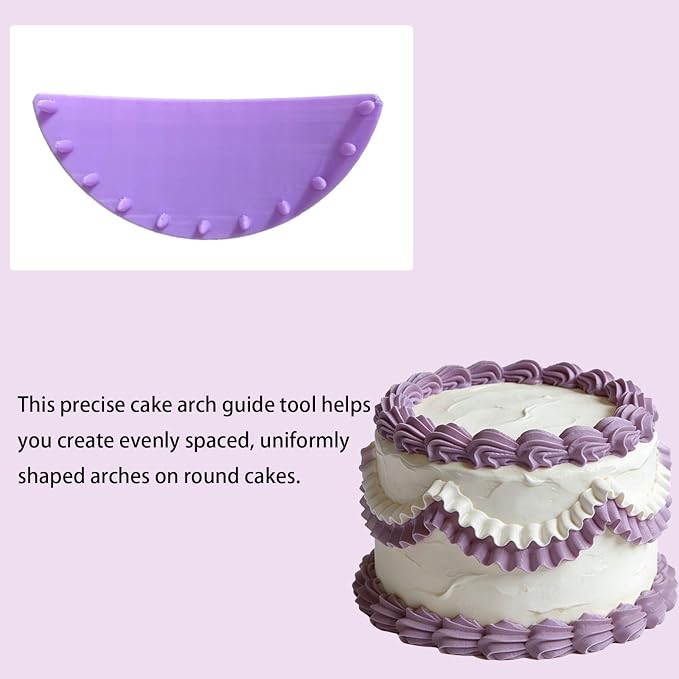 2 PCS Cake Arch Guide Tool, Cake Piping Guide Tool, Ruffle Guide Stencil, Cake Ruffle Marker for 6"-12" Cakes (One Large and One Small)