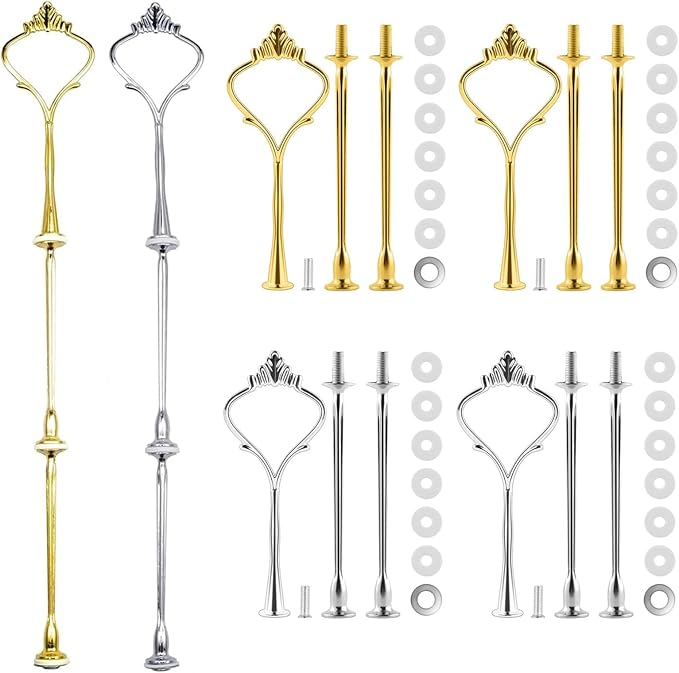 BetterJonny 6 Sets Cake Tray Stand Handle, 3 Tier Cake Stand Fittings Hardware Holder for Wedding and Party Making Resin Cupcake Dessert Platter Stand