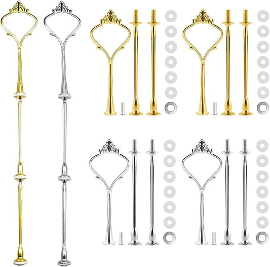 BetterJonny 6 Sets Cake Tray Stand Handle, 3 Tier Cake Stand Fittings Hardware Holder for Wedding and Party Making Resin Cupcake Dessert Platter Stand