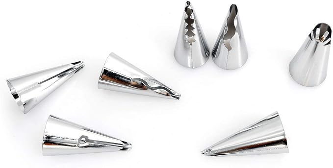 Ruffle Decorating Tube Set 7PCS 304 Stainless Steel Russian Ruffle Icing Piping Tips Bobbi Skirt Piping Nozzles For Cake Cupcake Decorating