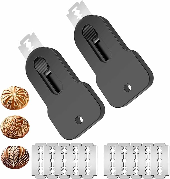 2-Pack Magnetic Retractable Bread Lame Scorer, Sourdough Scoring Knife Tool with 20 Extra Blades, Professional ABS Handle & Spring Design for Safe Baking