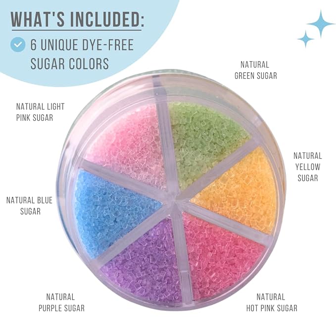 Sweets Indeed Dye Free Sugar Sprinkles, Pastel 6 Cell Edible Sprinkle Mix Perfect for Spring Cake Decorations Baking Ice Cream Cookies Cupcake Topper (Pastel Sugar)