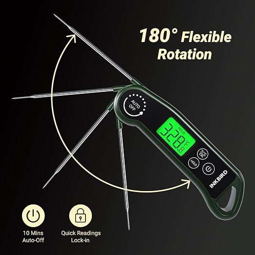 INKBIRD 0.5 Seconds Instant Read Meat Thermometer for Cooking RHT-11K, ±0.5℉ Accuracy Digital Food Thermometer with 1.42inch Large Screen, Waterproof Kitchen Thermometer for Candy, Grill, BBQ, Brewing