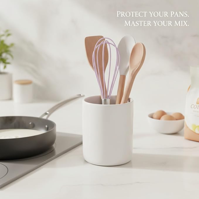 Silicone Coated Whisk, Stainless Steel Wire Balloon Whisk for Non-Stick Cookware, Mixing Tool for Eggs Batters and Sauces (1 PC)