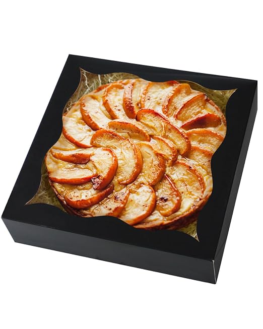 qiqee Auto-pop Up Black Pie Boxes with Window 24Packs 12x12x3 Inch Cookie Donut Bakery Box