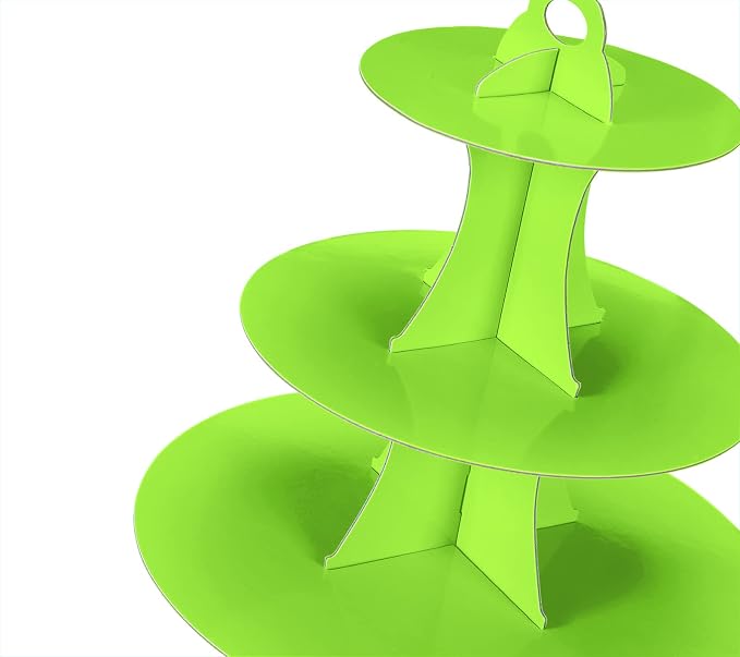 YLDW Cupcake Stand, 3-Tier Cupcake Stand Display, Cardboard Cup Cake Tower Stand, Disposable Dessert Stand for Birthday Tea Party Baby Shower Treat Decorations, Green