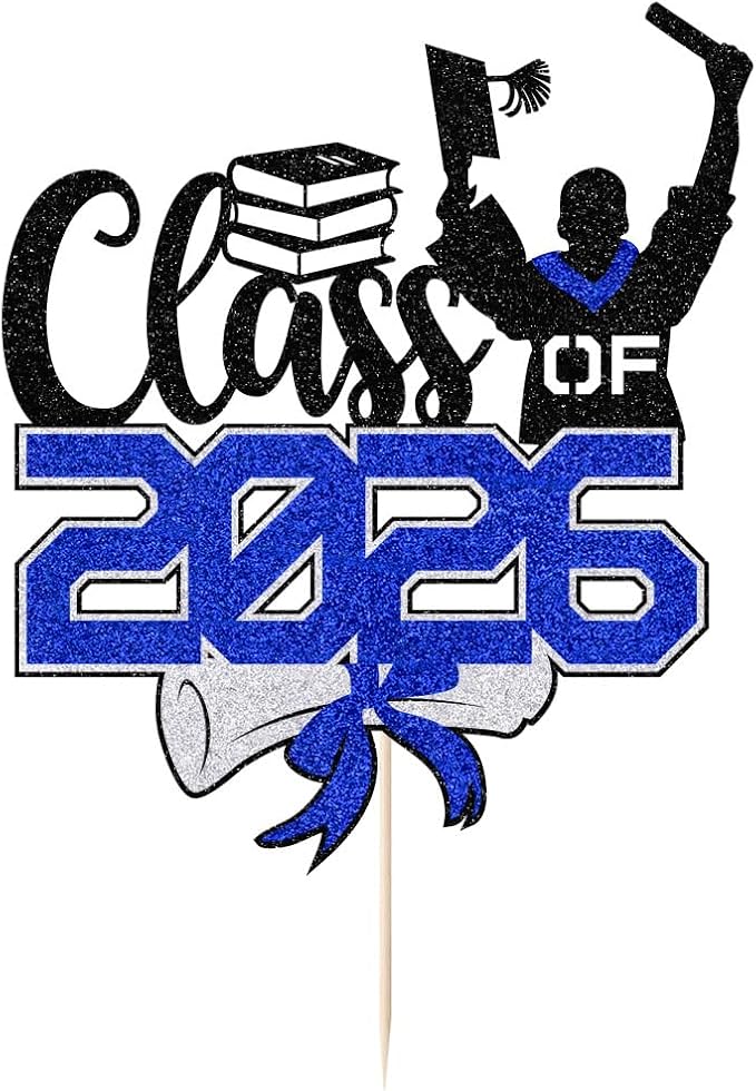 Class of 2026 Congrats Grad Cake Topper Glitter Graduation Party Supplies - High School College Graduates -College Graduate Cake Topper Decorations (Class of 2026 Black blue)