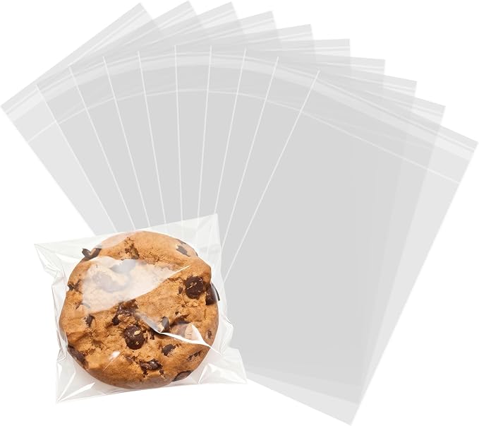 200 Pcs Self Sealing Cellophane Bags, 3x5 Inches Cookie Bags, Resealable Cellophane Bags Self Adhesive for Bakery Cookies Candy Snack
