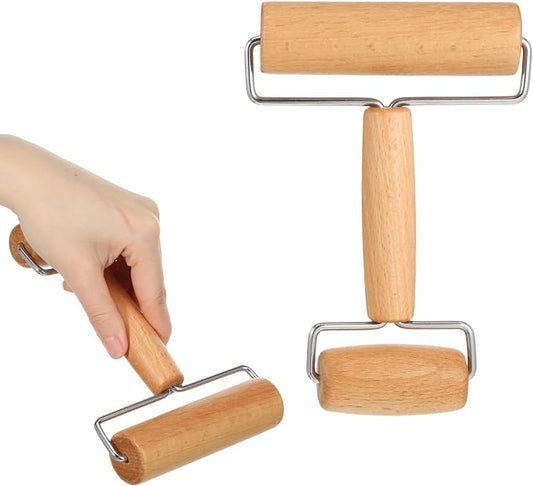 Wooden Double-Ended Small Rolling Pin Pizza Dough Roller Pizza Roller | Non-Stick Dough Roller Baking Non-Stick Easy Clean Pizza Dough Roller for Pie Cookies Home Kitchen Baking Cooking