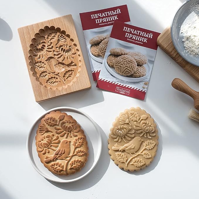 Carved Wooden Gingerbread Cookie Mold,3D Wooden Baking Mold Cookie Biscuit Press Stamp Molds,Cookie Cutter,Cookie Stamp,DIY Biscuit Stamp Mould for Halloween Thanksgiving Christmas(Violet)