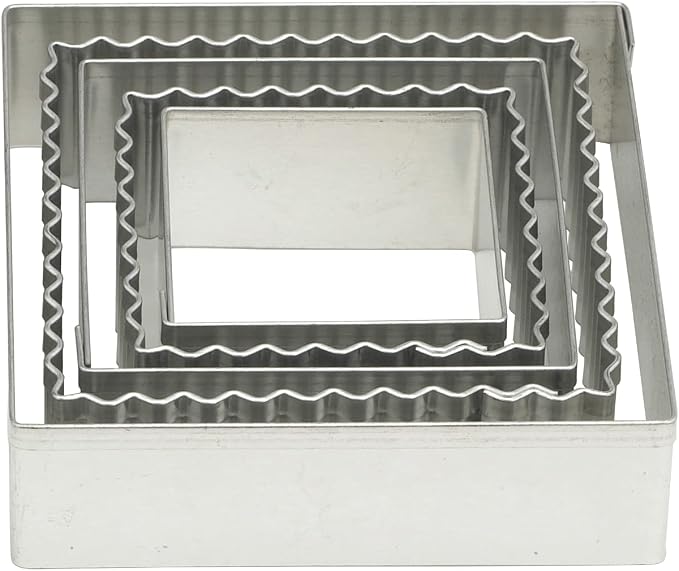 Mrs. Anderson’s Baking Cookie Fondant Cutters, Graduated Squares, Stainless Steel, 5-Piece Set with Storage Container